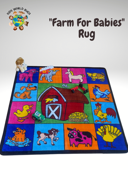Farm for Babies Educational Classroom Area Rug with toys on it