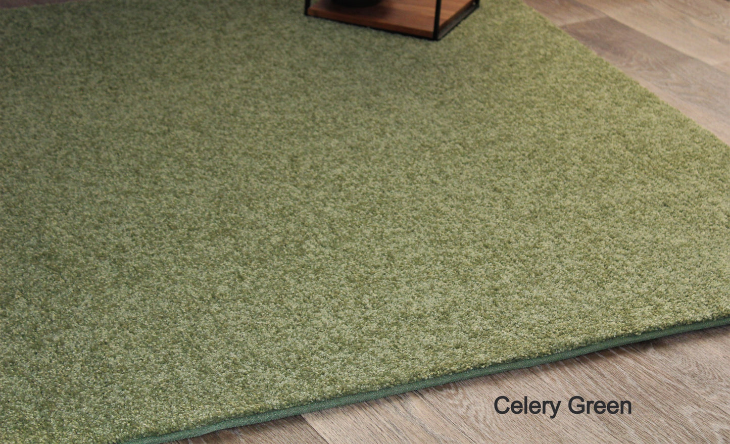 Celery Green Area Rug side view in living room