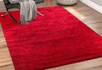 Apple Red Area Rug with chair