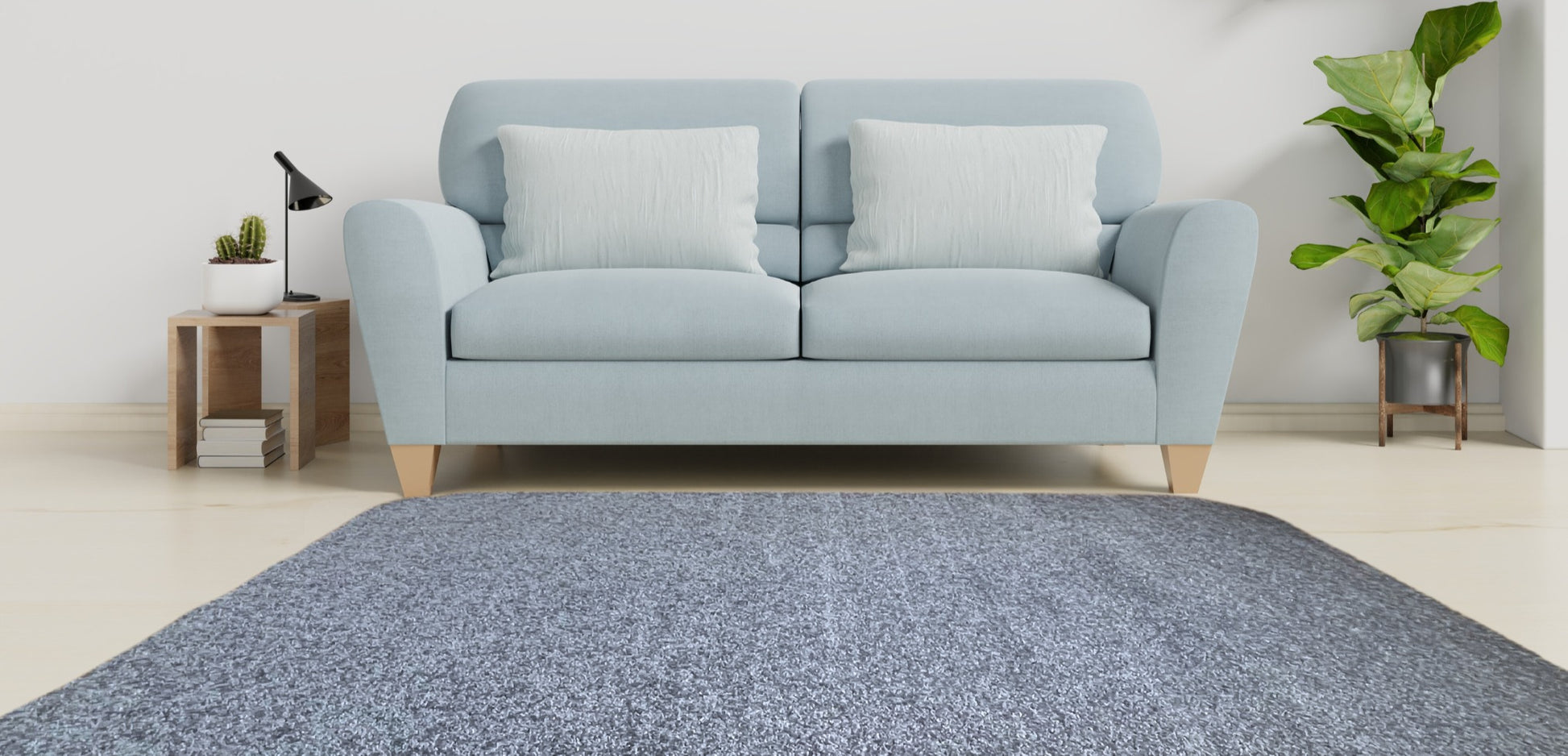 Country Denim Blue Area Rug in living room
