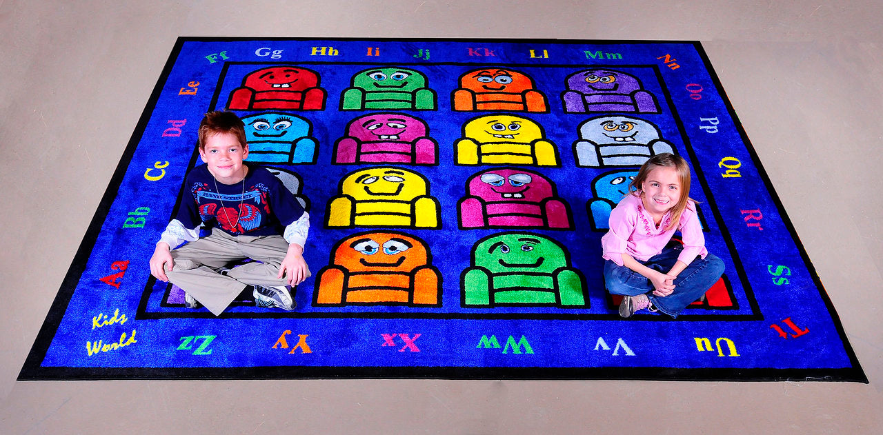 Silly Seats Educational Classroom Area Rug with kids