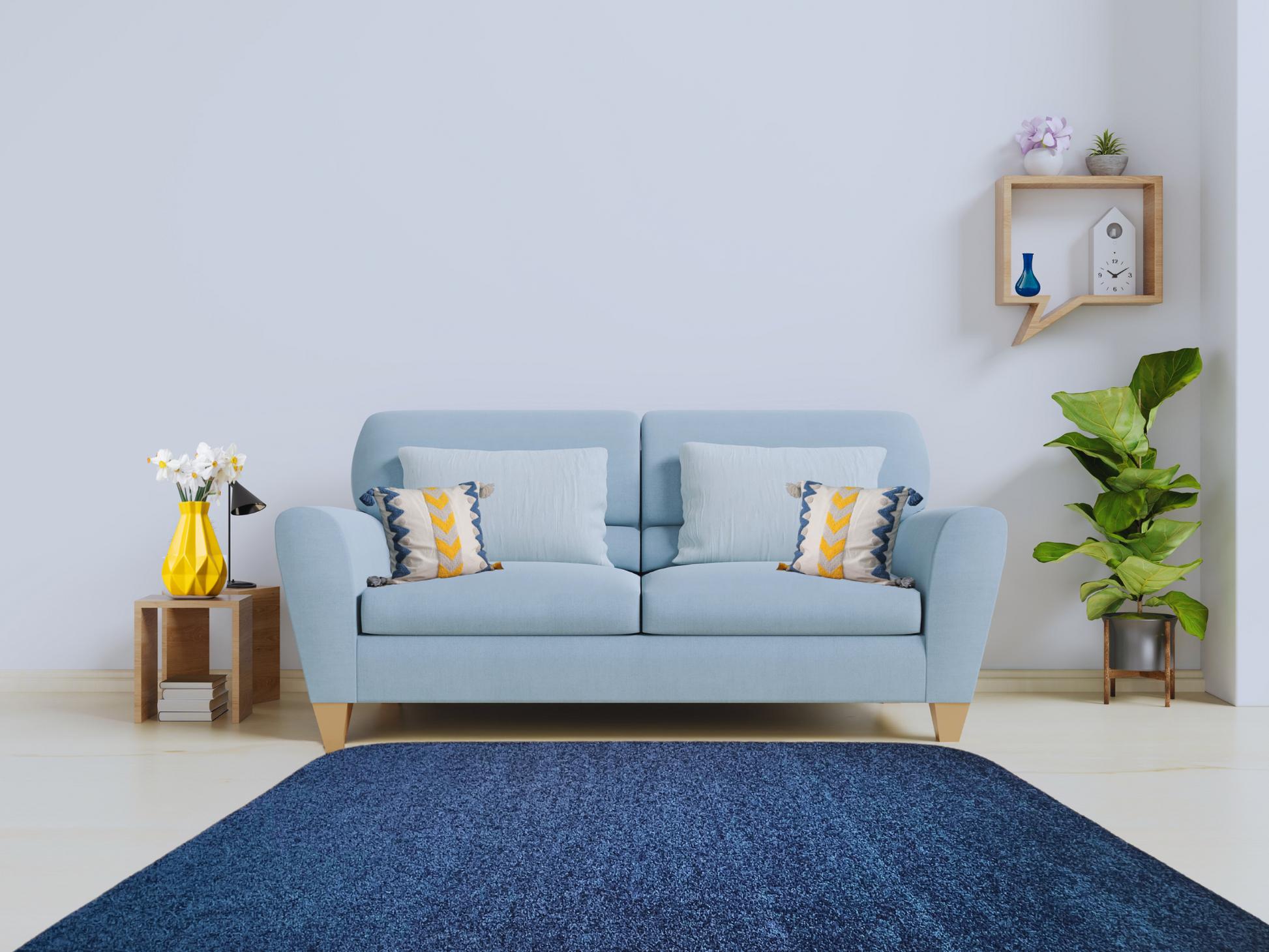 Darkest Navy Blue Area Rug in living room